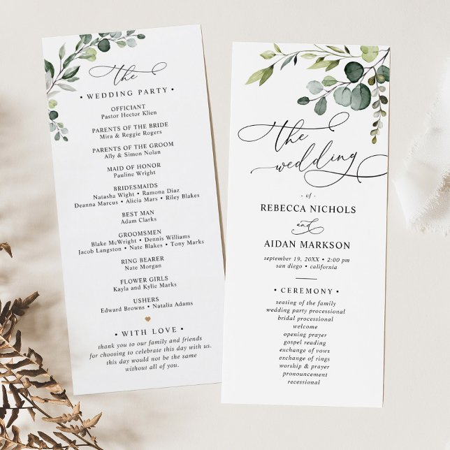 Elegant Eucalyptus Greenery Wedding Program (Creator Uploaded)