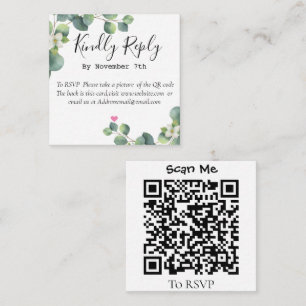 Elegant Eucalyptus Greenery Wedding QR Code Card