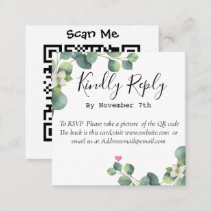 Elegant Eucalyptus Greenery Wedding QR Code Card