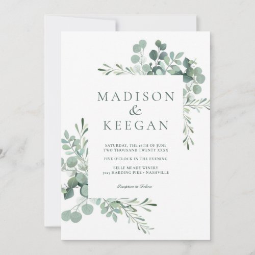 Elegant Eucalyptus Greenery Wedding QR Code Invita Invitation