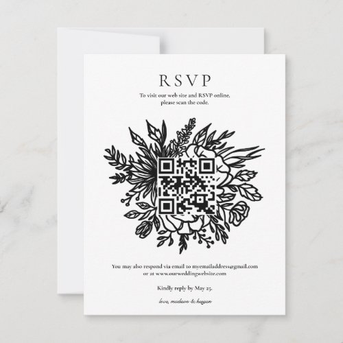 Elegant Eucalyptus Greenery Wedding QR Code RSVP I Invitation