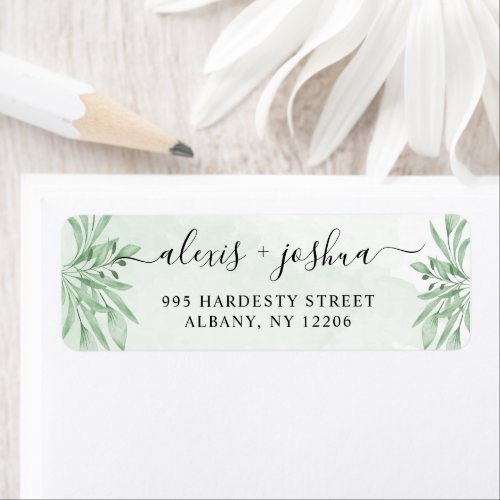 Elegant Eucalyptus Greenery Wedding Return Address Label