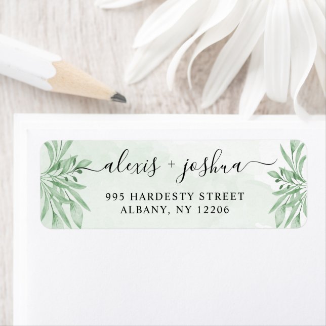 Elegant Eucalyptus Greenery Wedding Return Address Label (Insitu)