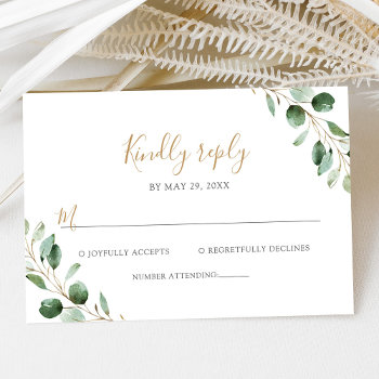 Elegant Eucalyptus Greenery Wedding Rsvp Card by PeachBloome at Zazzle