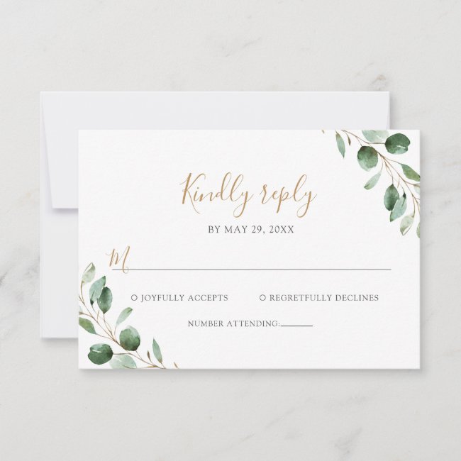 Elegant Eucalyptus Greenery Wedding RSVP Card