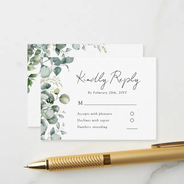 Elegant Eucalyptus Greenery Wedding RSVP Enclosure Card | Zazzle