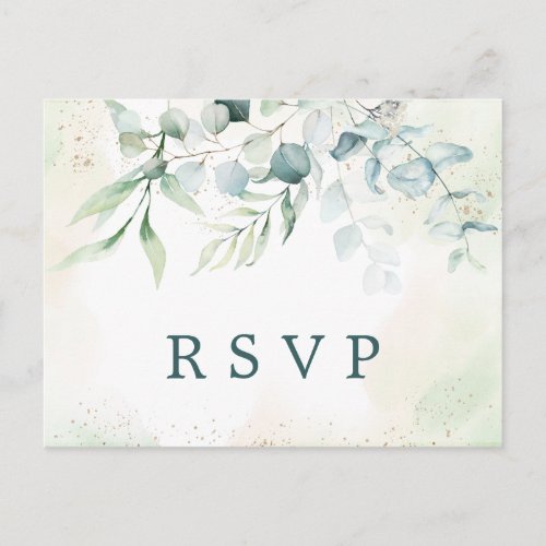 Elegant Eucalyptus Greenery Wedding RSVP Invitation Postcard