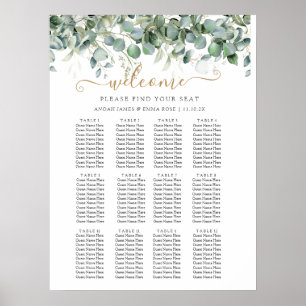 Elegant Eucalyptus Greenery Wedding Seating Chart
