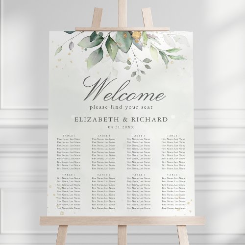 Elegant Eucalyptus Greenery Wedding Seating Chart