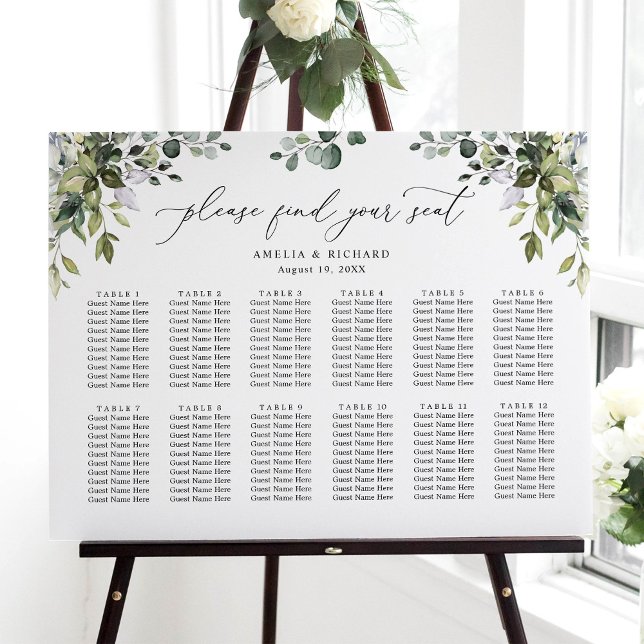Elegant Eucalyptus Greenery Wedding Seating Chart (Creator Uploaded)