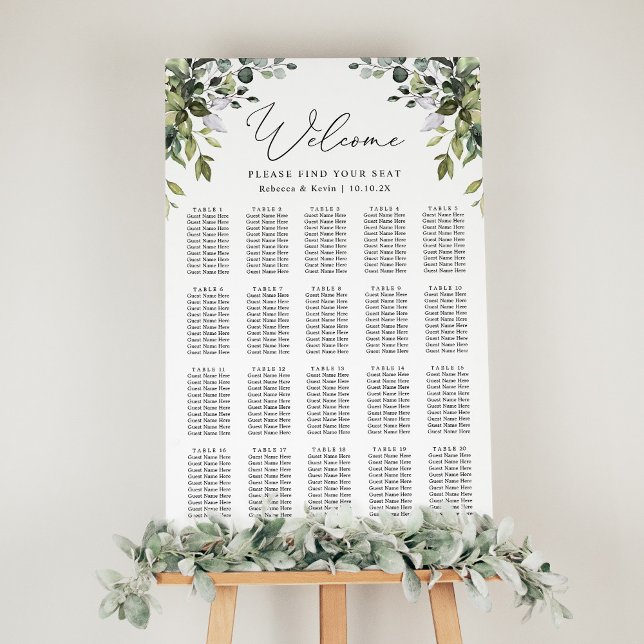 Elegant Eucalyptus Greenery Wedding Seating Chart (Creator Uploaded)