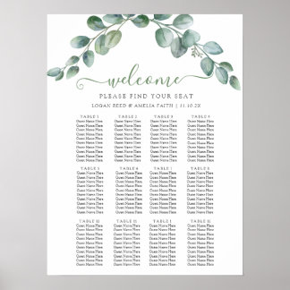 Elegant Eucalyptus Greenery Wedding Seating Chart