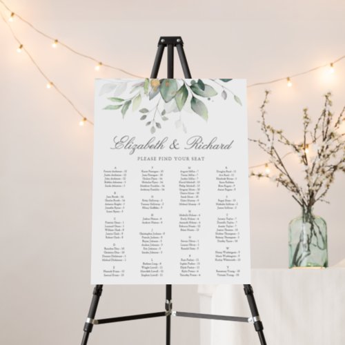 Elegant Eucalyptus Greenery Wedding Seating Chart  Foam Board
