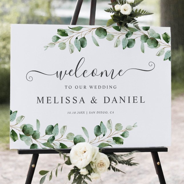 Elegant Eucalyptus Greenery Wedding Sign Welcome (Creator Uploaded)