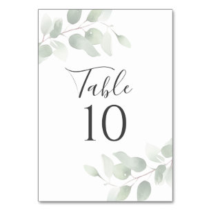 Elegant Eucalyptus Greenery Wedding  Table Number