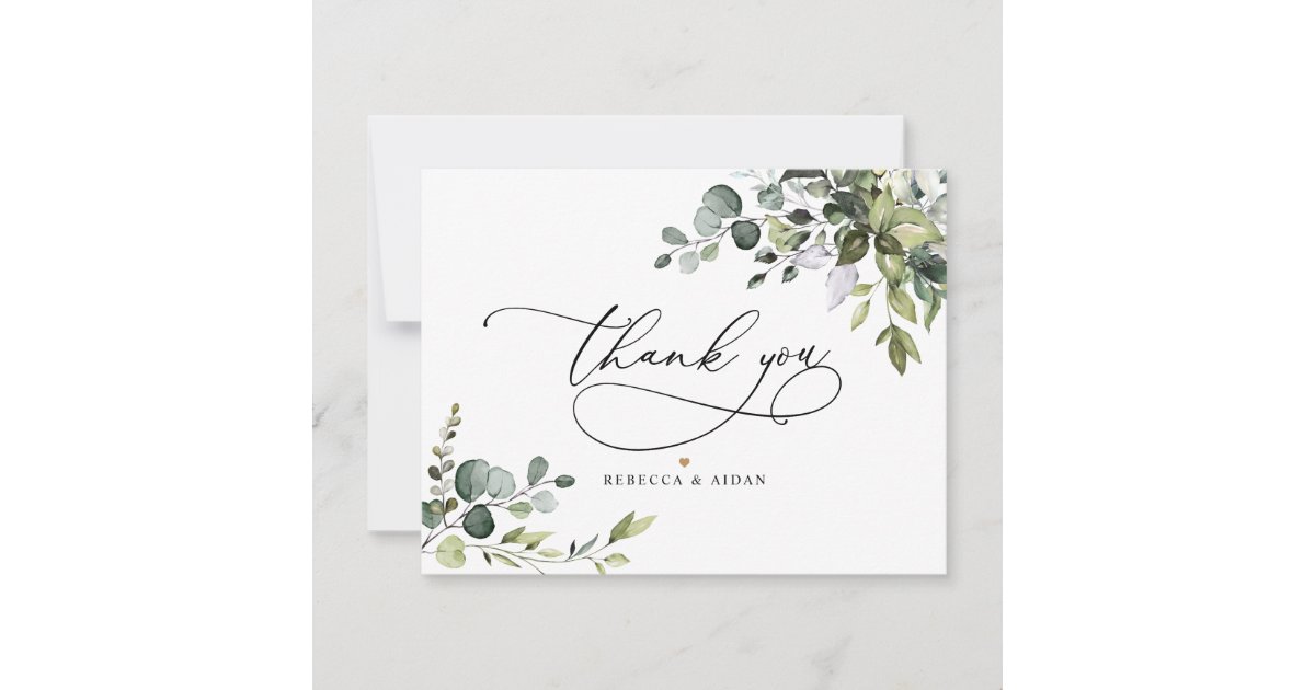 Elegant Eucalyptus Greenery Wedding Thank You Card | Zazzle