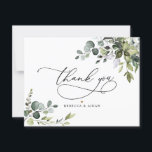 Elegant Eucalyptus Greenery Wedding  Thank You Card<br><div class="desc">Designed to coordinate with our Boho Greenery wedding collection,  this customizable Flat Thank You card features mixed watercolor greenery leaves paired with a classy serif font in black for an optional message on the back. Matching items available.</div>