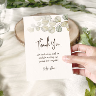 Elegant Eucalyptus Greenery Wedding Thank You Card