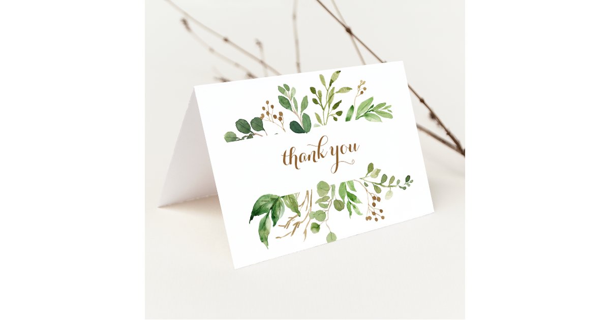 Elegant Eucalyptus Greenery Wedding Thank You Card | Zazzle