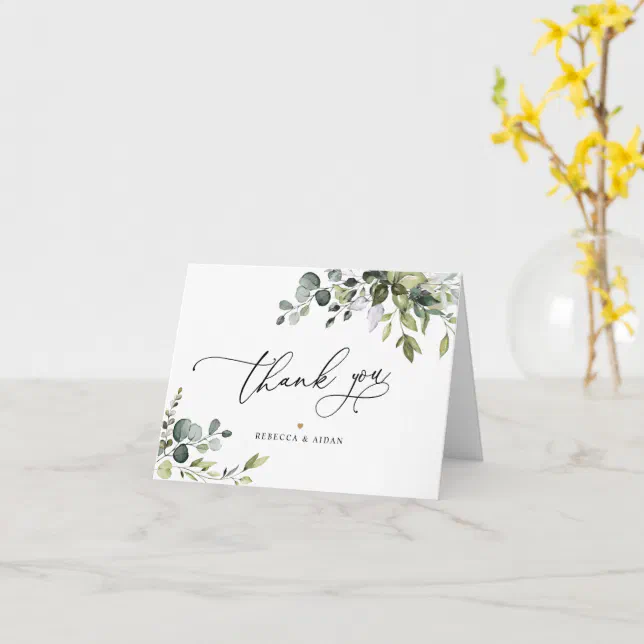 Elegant Eucalyptus Greenery Wedding Thank You Card | Zazzle
