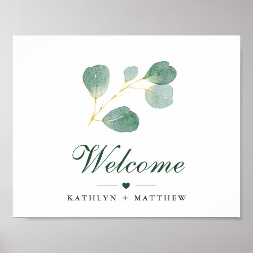 Elegant Eucalyptus Greenery Wedding Welcome Poster