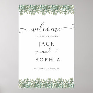 Elegant Eucalyptus Greenery Wedding Welcome Sign