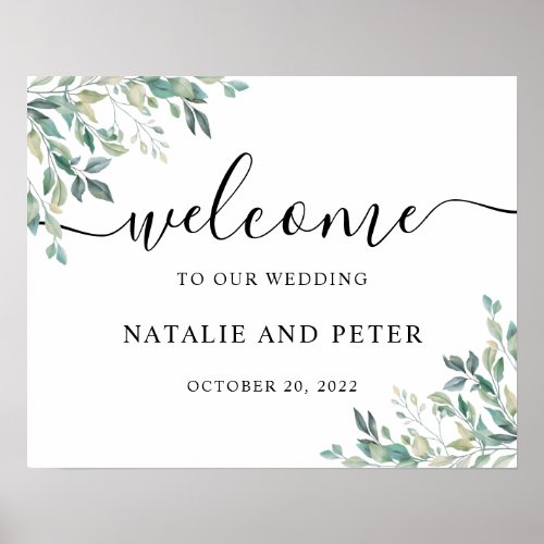 Elegant Eucalyptus Greenery Wedding Welcome Sign