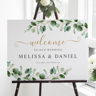 Elegant Eucalyptus Greenery Wedding Welcome Sign