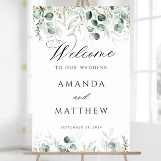 Elegant Eucalyptus Greenery Wedding Welcome Sign