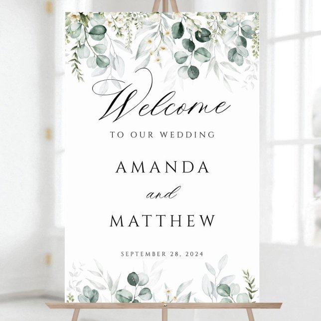 Elegant Eucalyptus Greenery Wedding Welcome Sign (Creator Uploaded)