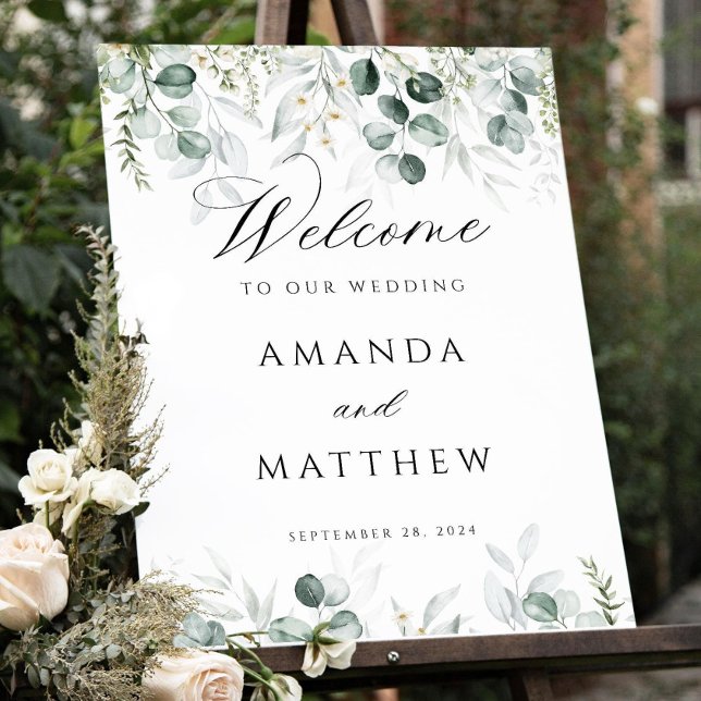 Elegant Eucalyptus Greenery Wedding Welcome Sign (Creator Uploaded)