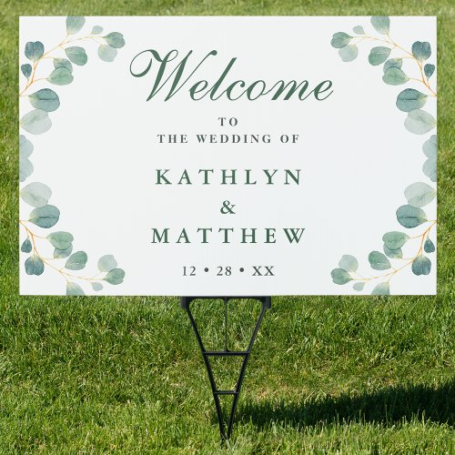 Elegant Eucalyptus Greenery Wedding Welcome Sign