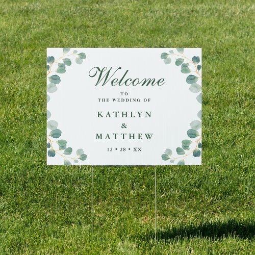 Elegant Eucalyptus Greenery Wedding Welcome Sign