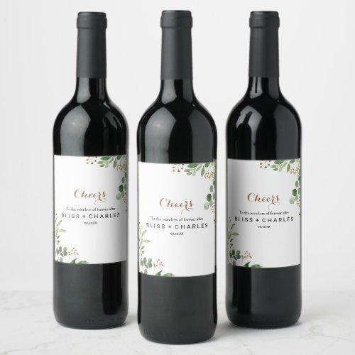 Elegant Eucalyptus Greenery Wedding Wine Labels