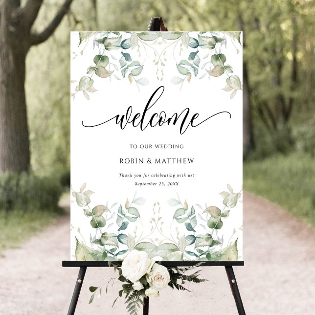 Elegant Eucalyptus Greenery Welcome Sign (Creator Uploaded)