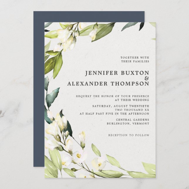 Elegant Eucalyptus Greenery Wreath Wedding Invitation (Front/Back)