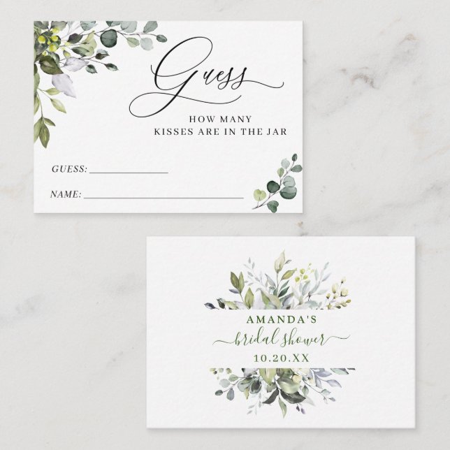 Elegant Eucalyptus Guess How Many Game Card (Front/Back)