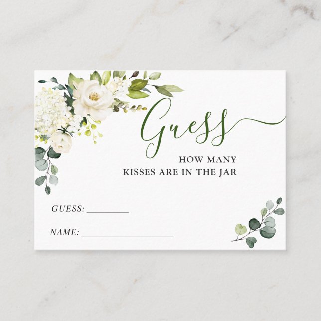 Elegant Eucalyptus Guess How Many Game Card (Front)