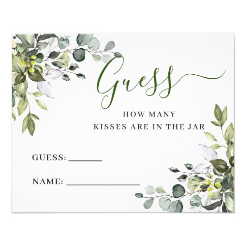 Elegant Eucalyptus Guess How Many Game Card Flyer