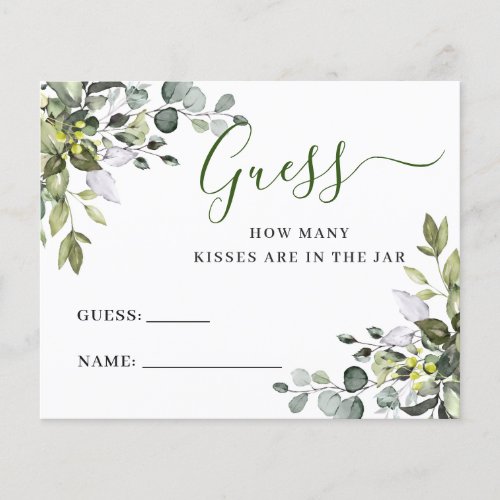 Elegant Eucalyptus Guess How Many Game Card Flyer