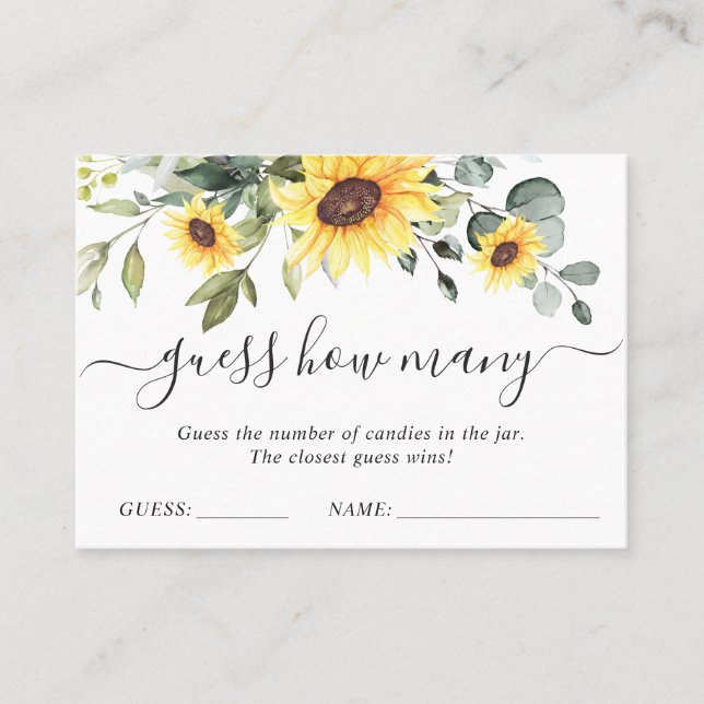 Elegant Eucalyptus Guess How Many Kisses Game Card (Front)