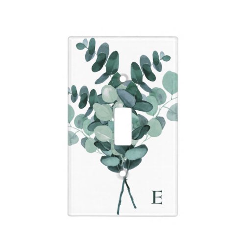 Elegant Eucalyptus Initial Light Switch Cover