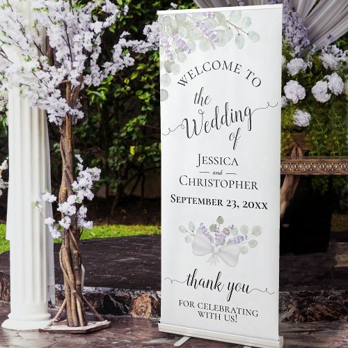 Elegant Eucalyptus  Lavender Boho Wedding Welcome Retractable Banner