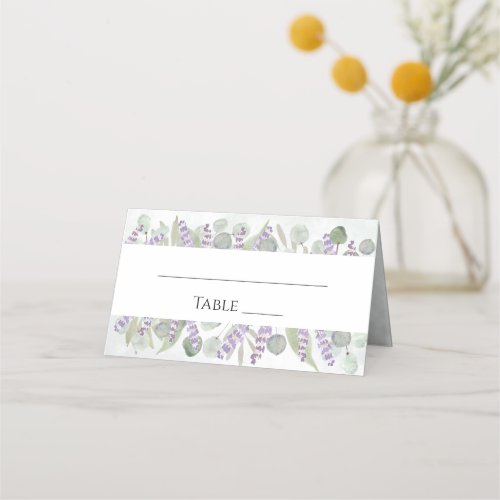 Elegant Eucalyptus  Lavender Rustic Boho Wedding Place Card