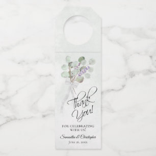 Elegant Eucalyptus & Lavender Watercolor Wedding Bottle Hanger Tag