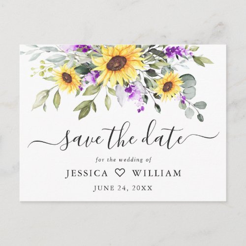 Elegant Eucalyptus Lavender Wedding Save the Date Postcard