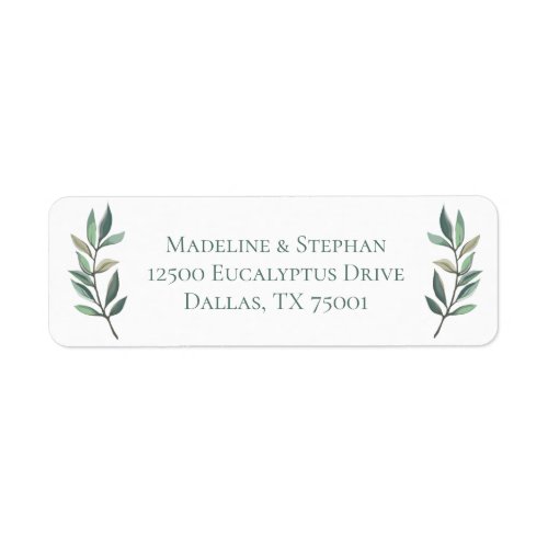 Elegant Eucalyptus Leaf Botanical Return Address Label