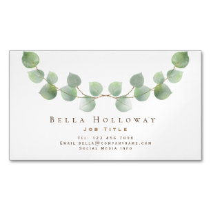 Elegant Eucalyptus Leaf Green Gold Any Profession Business Card Magnet