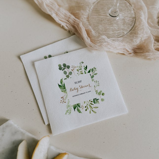Elegant Eucalyptus Leaf Greenery Baby Shower Napkins (Creator Uploaded)