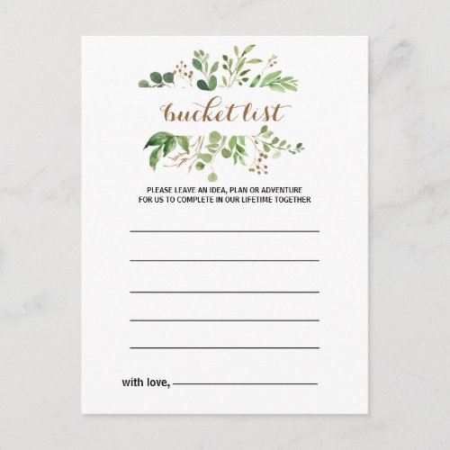 Elegant Eucalyptus Leaf Greenery Bucket List Cards